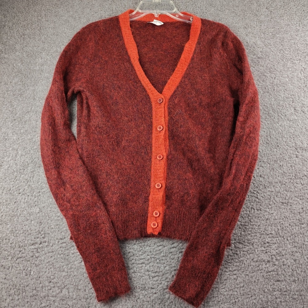 Moschino Cardigan Womens Small Red Orange Mohair Cashmere Blend Italy EUC